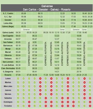 HORARIOS GALVENSE