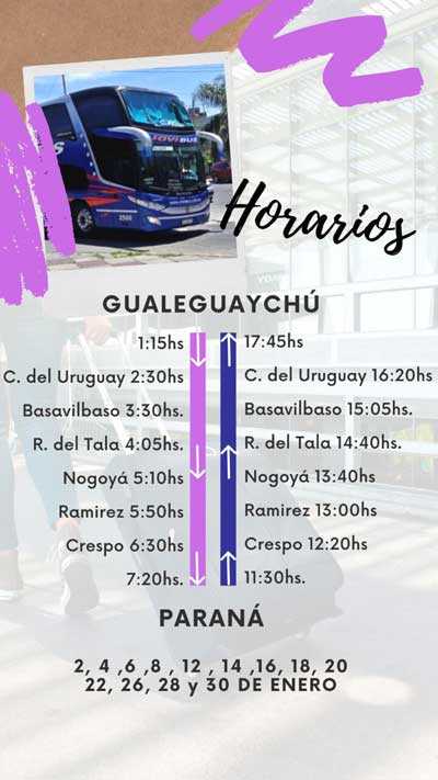 horarios jovi bus - Terminal de Crespo