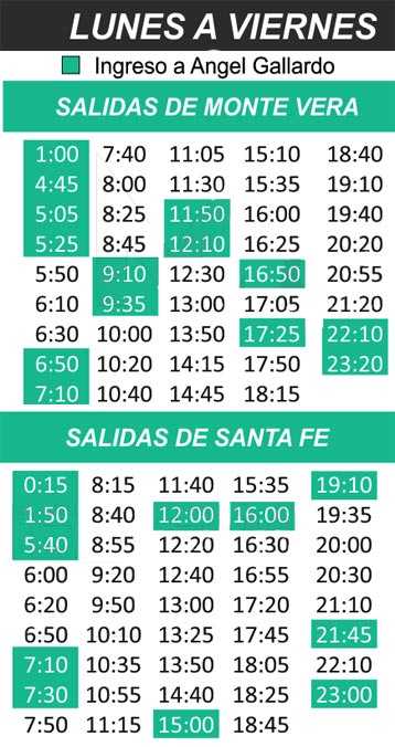 Empresa Monte Vera Horarios de Colectivos desde Santa Fe