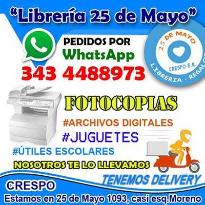 Libreria Jugueteria 25 de Mayo mundo de fantasia, clipo, papiro, lapiloco lapi loco, delivery crespo, regaleria EN CRESPO
