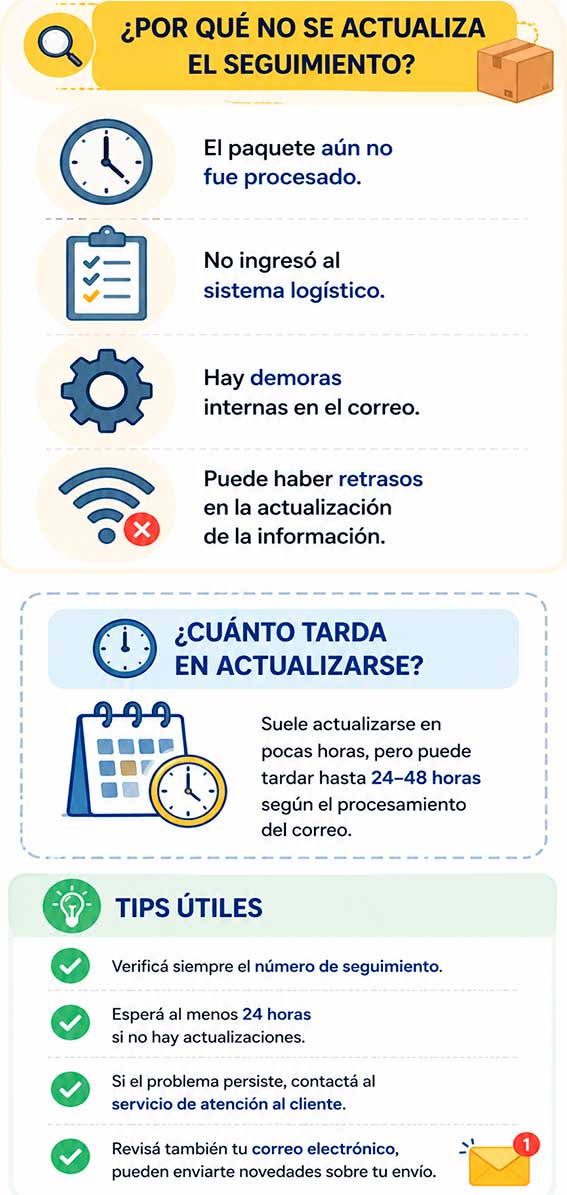 por qué mi envío de correo argentino no avanza. porqué los estados de envíos del Correo Argentino no se actualizan