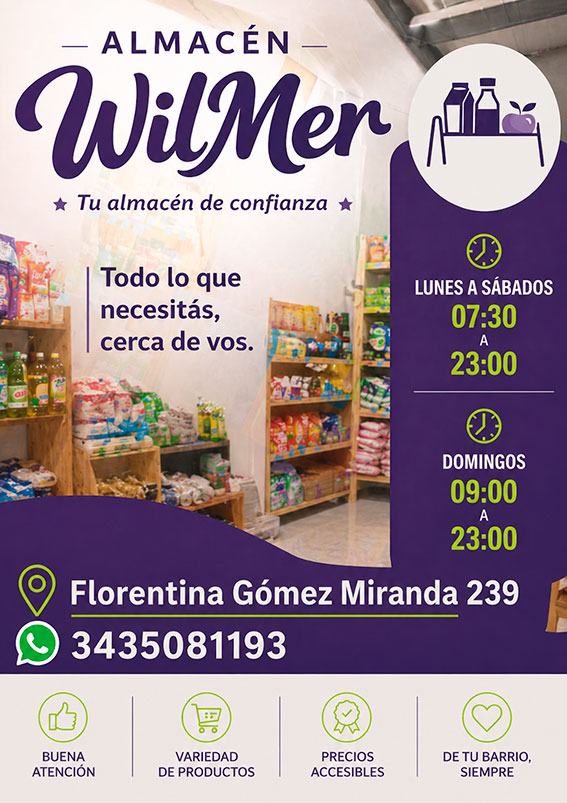 Almacén Wilmer - Florentina Gómez Miranda 239, de Crespo