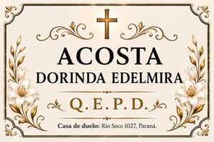 Dorinda Edelmira Acosta falleció en Crespo, Entre Ríos.