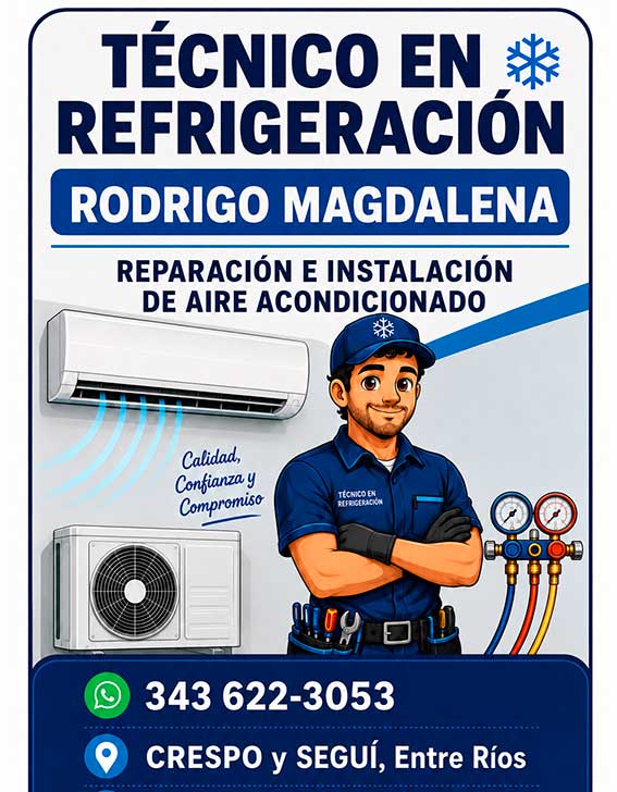 Tecnico especialista en refrigeración en crespo, Rodrigo Magdalena