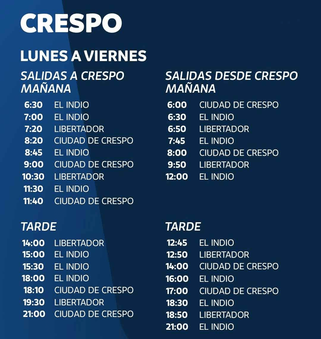Colectivos de Crespo a Libertador San Martin- horarios libertador a Crespo