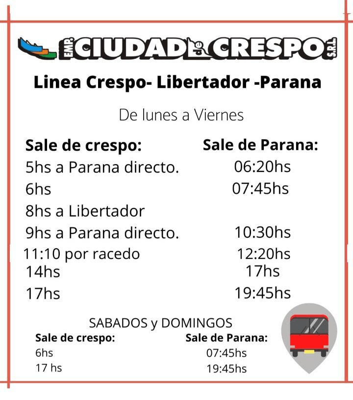 horarios empresa ciudad de crespo