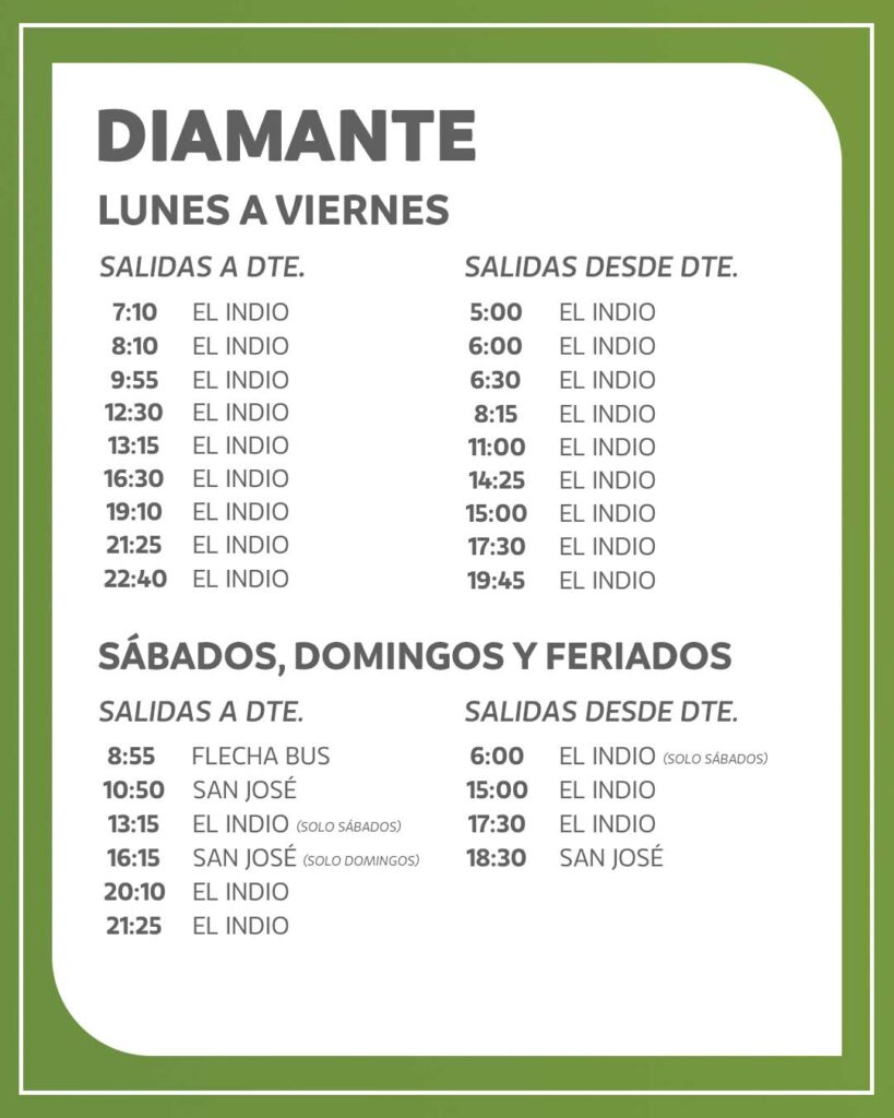 Horarios de Ómnibus desde Libertador San Martín Diamante