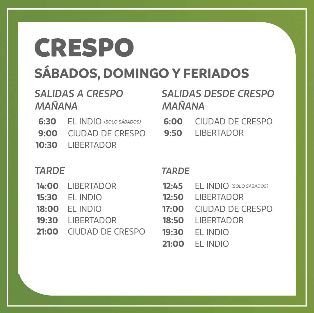 sabado, domingo y feriado terminal libertador san martín