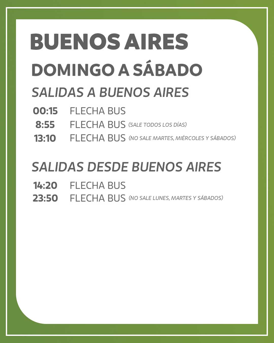 Omnibus a Buenos Aires desde Libertador San Martín Entre Ríos- Puiggari-La villa