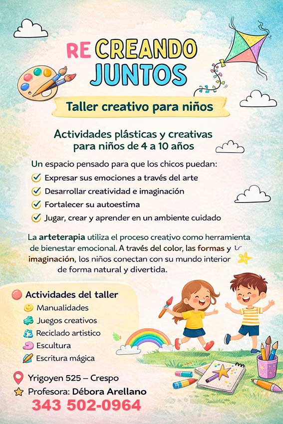 RE CREANDO JUNTOS - taller creativo en Crespo, entre ríos- Profesora: Débora Arellano